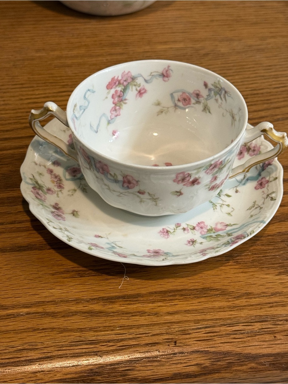 Haviland Limoges France Princess Pattern Bouillon or Cream Soup Cup & Saucer